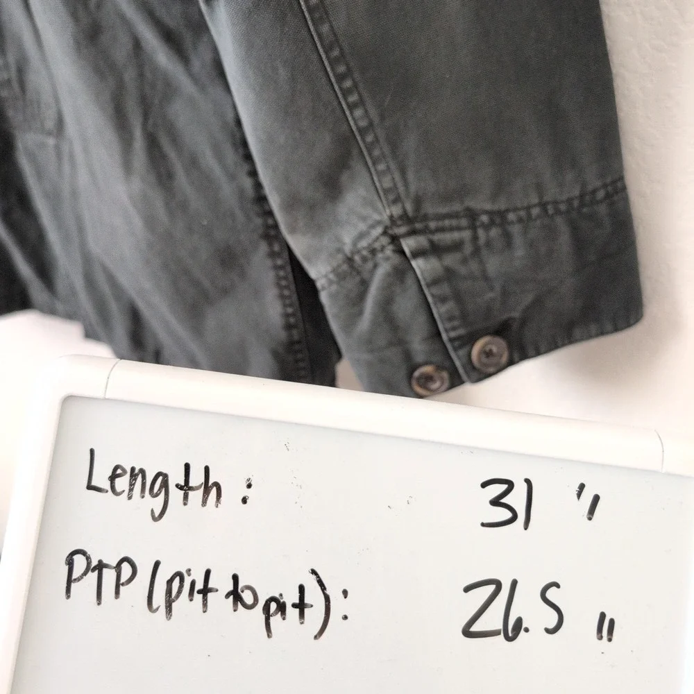 Vintage Banana Republic Gray Canvas Barn Chore Coat Corduroy Pockets Size S Work